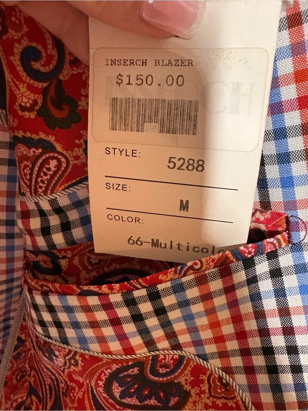 {NEW} INSERCH Men's Multicolor Check Sport Blazer - Red & Blue Plaid M